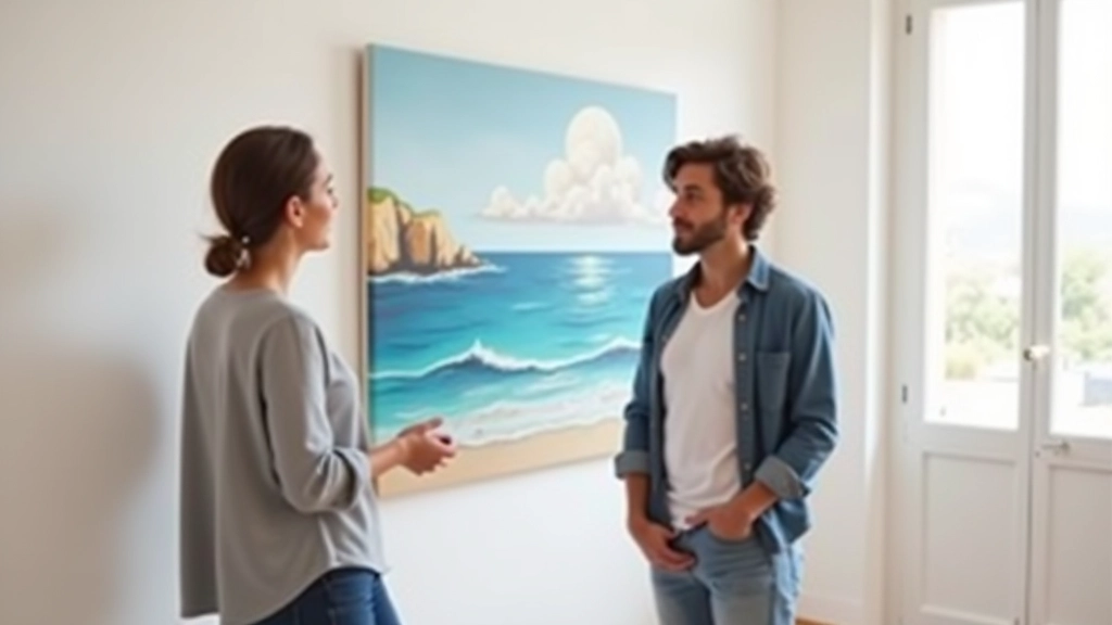 Artist in studio attire discussing custom painting project with natural light in background