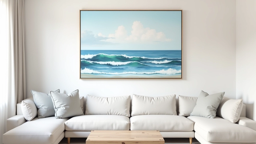 Seascape artwork displayed in a collector's home interior