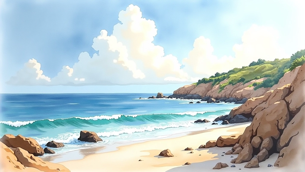 Watercolour coastal study